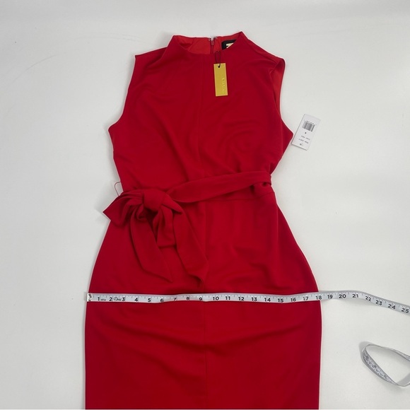 NWT Alexia Admor‎ Fara Red High Neck Midi Dress Front Split Classic Size 6 - Picture 7 of 11